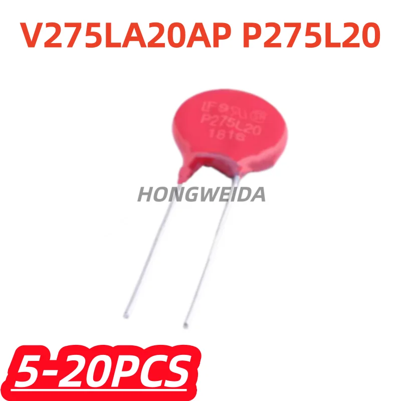 5-20Pcs/lot 100% New P275L20 V275LA20 Red Varistor 430V 4.5KA DISC 14MM Rheostat AC275 DC369 450pF MOV Resistors V275LA20AP
