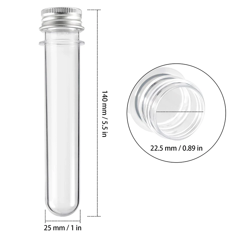 24 Pcs 40ml Plastic Test Tubes Clear and Transparent Candy Storage Containers with Screw Caps