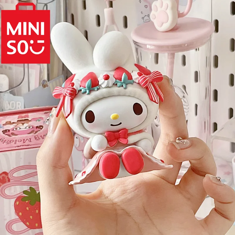 Miniso Sanrio Minha Melodia Tarde Chá Série Anime Figura, Adorável Modelo, Sweet Dolls, Desktop Brinquedos, Ornamento Kid, Presentes de Natal, Venda Quente