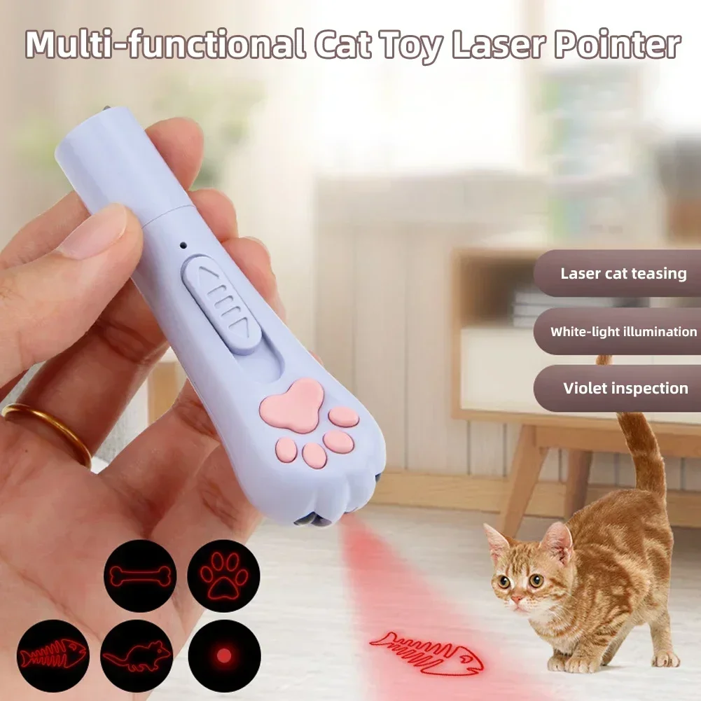 Laser Cat Teaser with Keychain USB Charging Pet Projector Pen Interactive Rechargeable Training Toy Pet Supplies Cat Toys