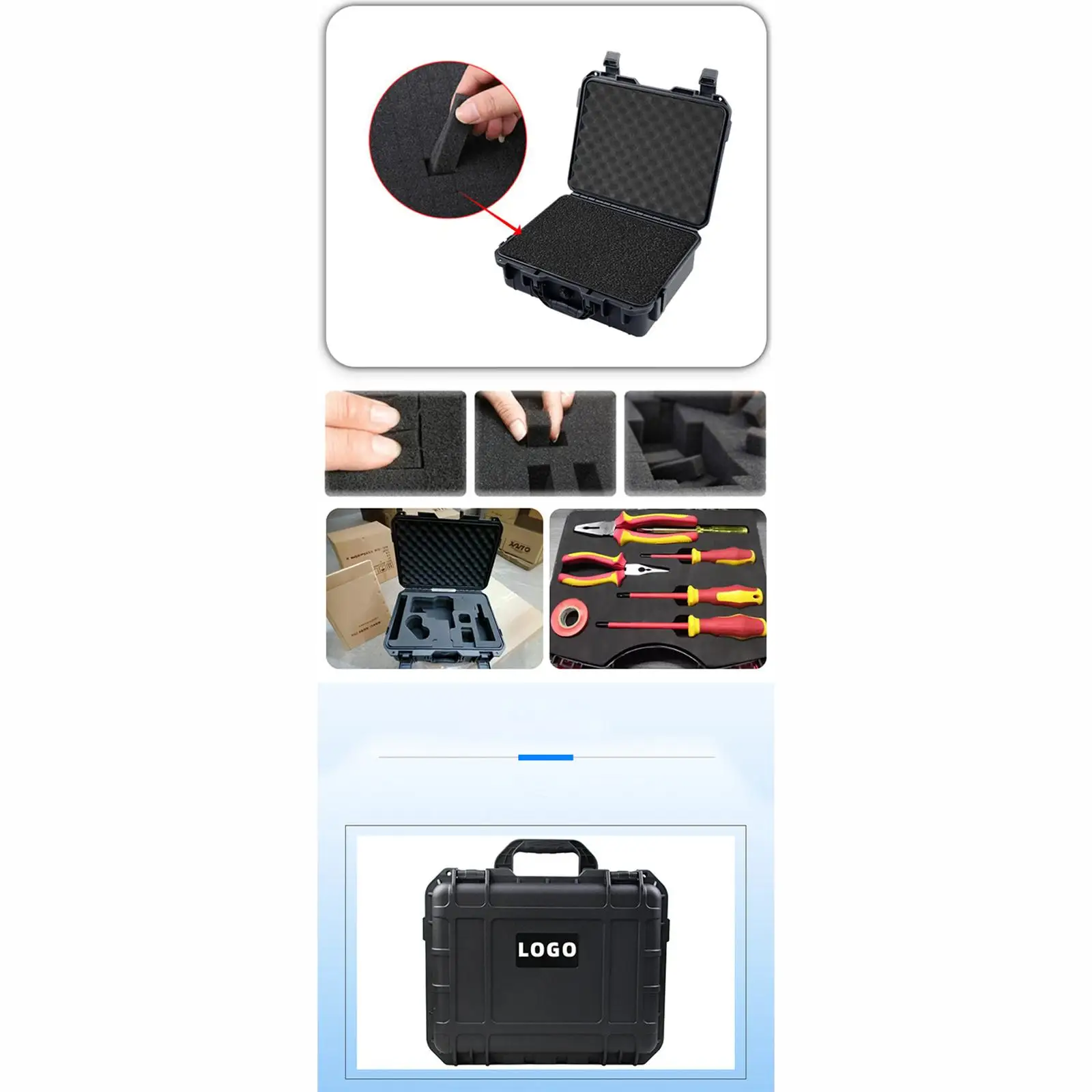 Shockproof PP Portable Storage Case Large Capacity Weatherproof Organizer for Equipment and Tools Protection