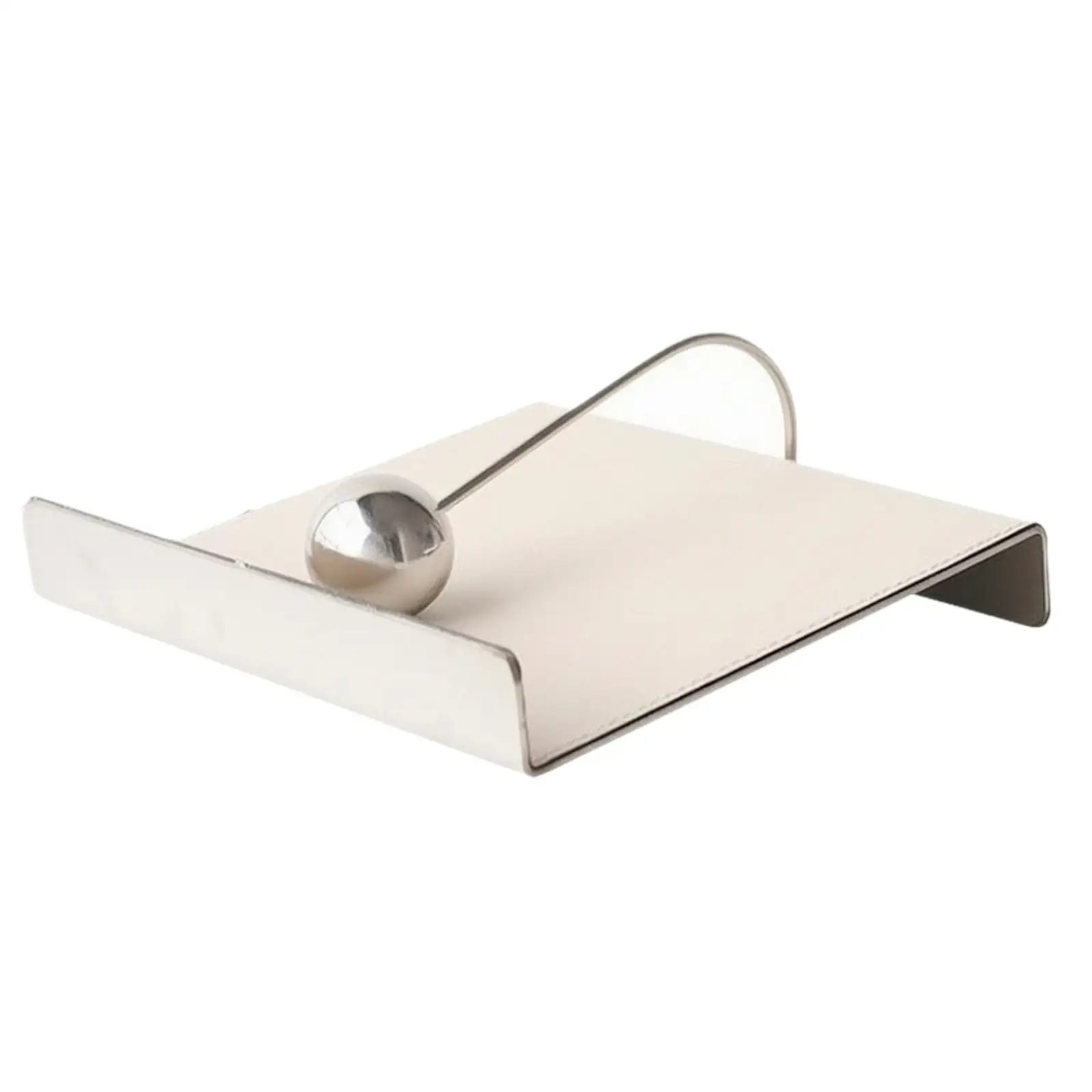Stainless Steel Tissue Paper Holder with Leather Panel Weighted Arm for Tabletop Napkin Dispenser Use