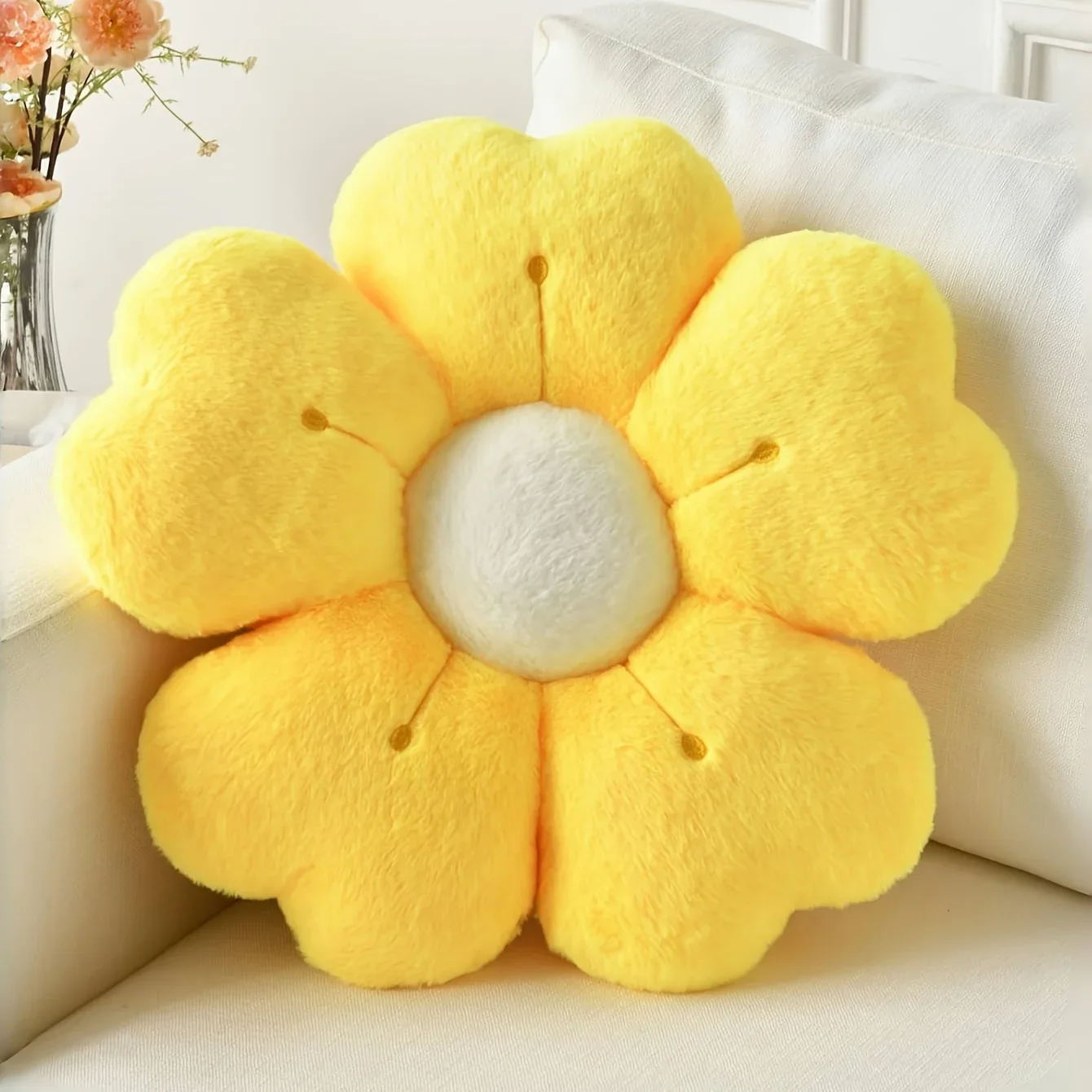 Fashion Nordic Style Throw Pillow Soft Daisy Plush SofaDecor Cushion Floral Decorative Cushion Cozy Chair Cushion Floor Cushion
