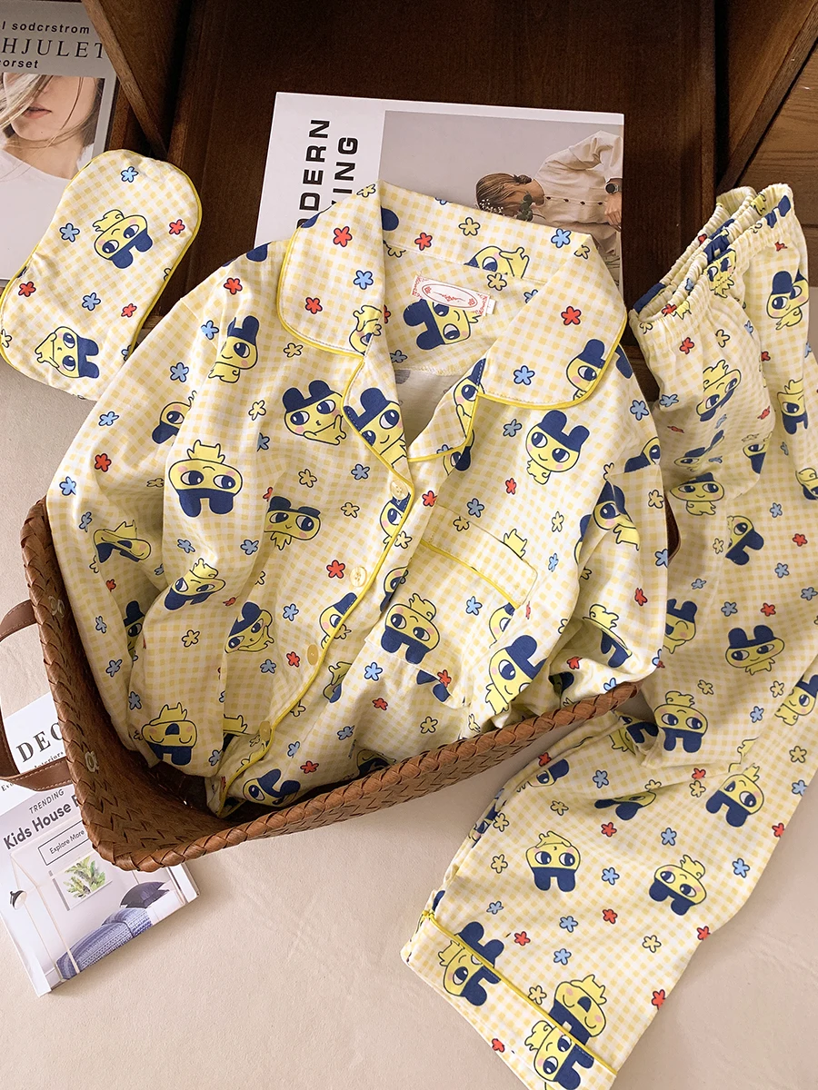 

Cartoon Tamagotchi Pajamas Two-dimensional Long-sleeved Trousers Home Clothes Set Comfortable and Soft Pajamas Christmas Gift