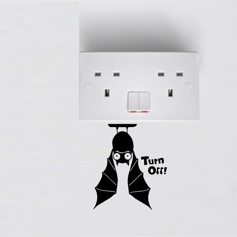 1 szt. Śliczny nietoperz z kreskówek do góry nogami wyłącznik wyłącznik dekoracyjne naklejki naklejki ścienne naklejki na drzwi toalety # 478