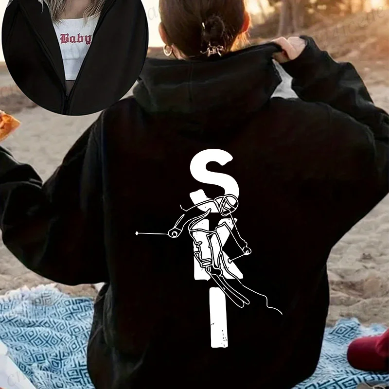 

Толстовка на молнии, пальто с принтом для сноуборда, женские и мужские толстовки большого размера, пальто, топы, женские толстовки на молнии, лыжные куртки для путешествий, подарки для лыж