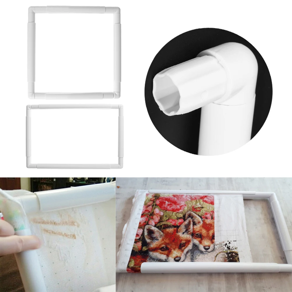 

Cross Stitch Hoops Frames Plastic Rectangular Cross Stitch Hoop White Embroidery Quilting Frames Quilting Needlepoint Tool