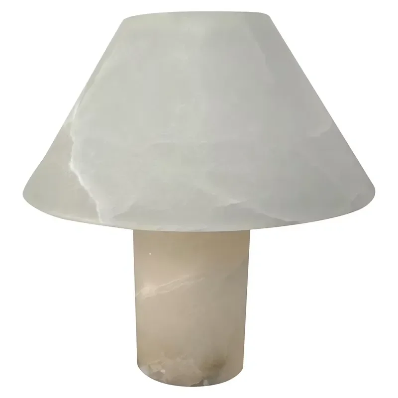 Nordic Vintage White Alabaster Marble Desk Lamp LED Table Light for Bedroom Villa Hotel Room Decor Modern Minimalist Style