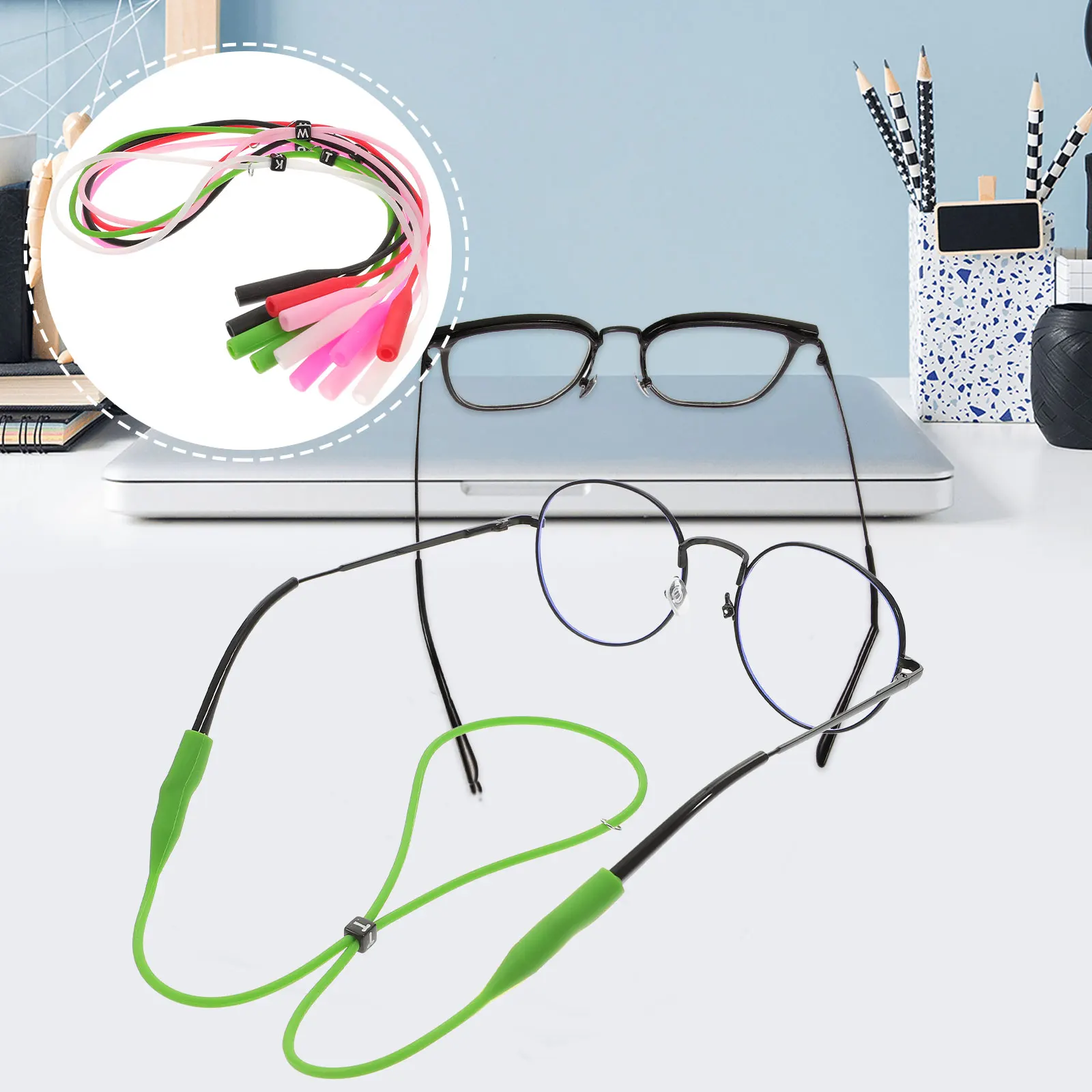 

6pcs Non slip Glasses Rope Colorful Sports Lanyard Alphabet Buckle Fixing Chain Glass Accessories Antiskid