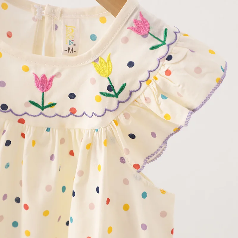 Baby Girl Dress Rainbow Spotted Flower Flower Girl Dress Korean Sweet Beauty Baby Dress (0-3 Years Old)