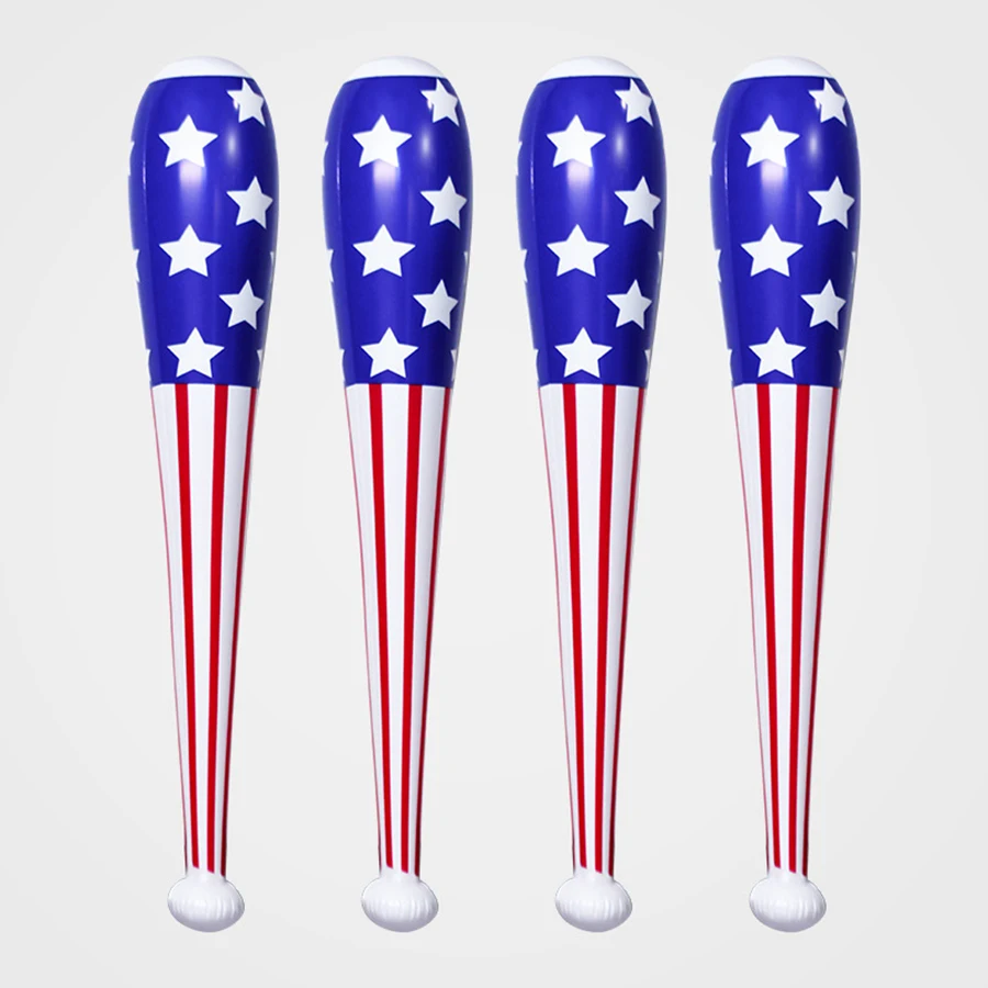 4pcs Inflatable American Baseball Bats 83cm/32.7inch Inflatable Hammer Stick Balloon Toy Carnival Pool Party Game Gifts