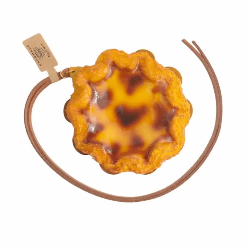 Simulation Food Egg Tart Keychain Sunflower Miniature Dessert Egg Tart Model Keyring Flower Shape Personality Design