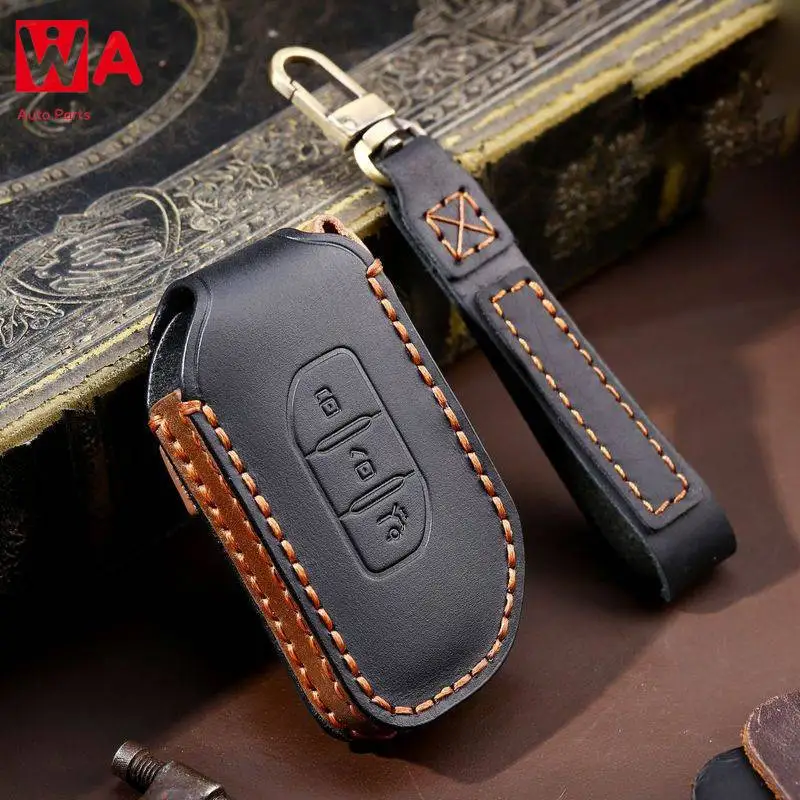 

Luxury Leather Car Key Case Cover Fob Protector Accessories Keyring For Dongfeng Forthing Evo T5 2021 Keychain Holder Shell Bag