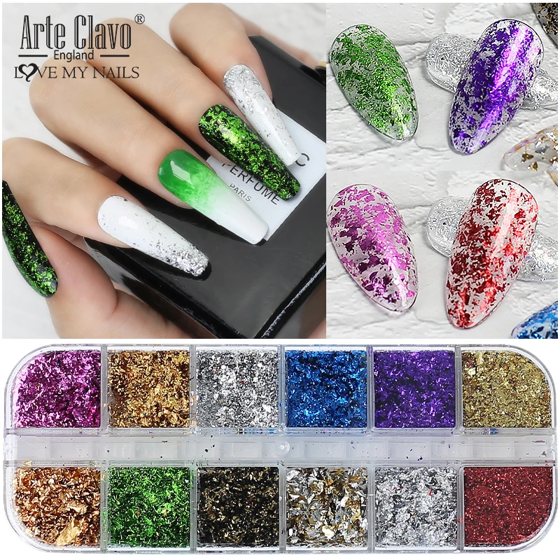 Arte Clavo 12 grilles/boîte paillettes pour ongles paillettes scintillantes pointes de couleurs mélangées éblouissantes Paillette décorations pour Nail Art tout pour Maincure