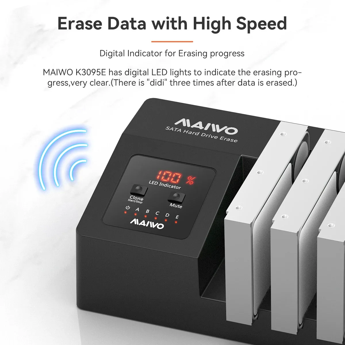 MAIWO SATA HDD SSD 외장 케이스, HDD 도킹 스테이션, USB 3.0 하드 드라이브 인클로저, 디지털 디스플레이, 데이터 스토리지, 5Bay 2.5, 3.5 인치