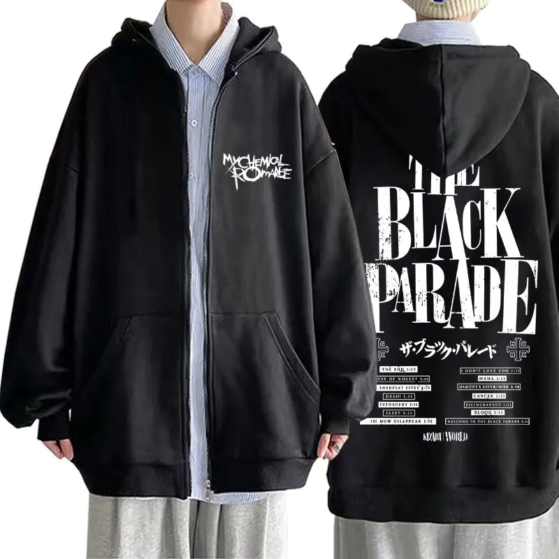 

Rock Band My Chemical Romance The Black Parade Tour Zipper Hoodie Men Women Fashion Punk Emo Oversized Zip Up Jacket Sweatshirt