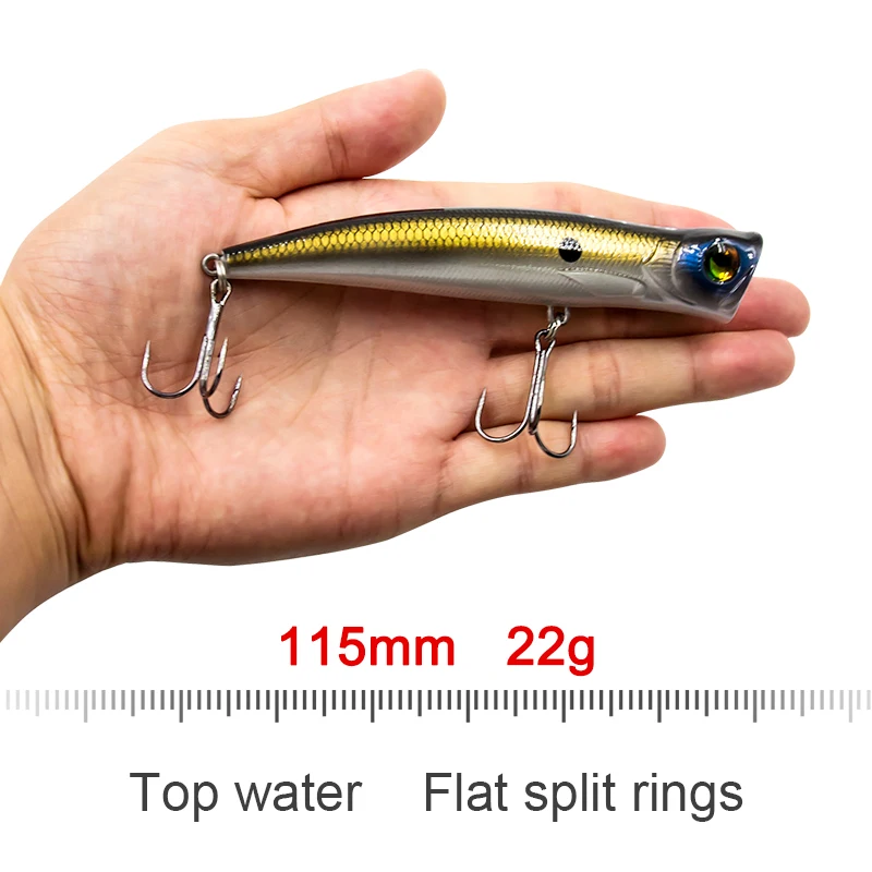 115mm 22g  Popper Bubble Burst Saltwater Big Top water Fishing Lure GT Tuna Wobbler Artificial Hard Bait for Pike Perch Tuna