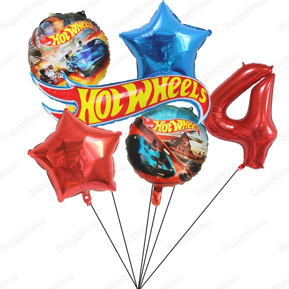 1 Set Hot Wheels Verjaardagsballonnen Verjaardagsdecoratie 32 inch Rode Cijferballonnen Set Flamme Cars Ballonnen voor Jongens Meisjes Cadeau
