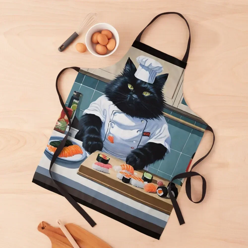 

Sushi Cat, Cat Humor Art Apron Utensils For Kitchen Home Utensils Chef Accessory Custom Apron