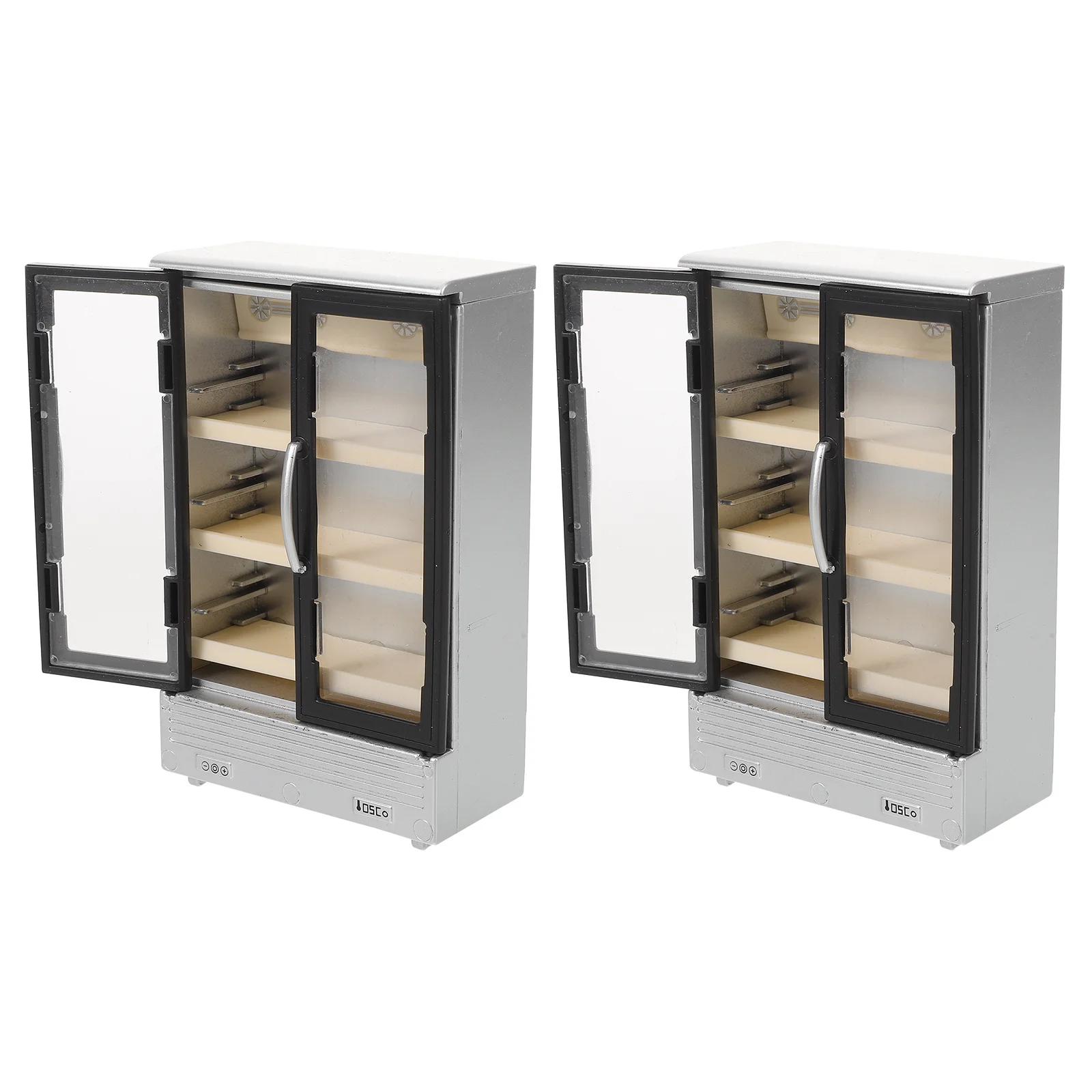2 pièces Mini réfrigérateur Double porte maison de poupée meubles de cuisine pour les enfants semblant jouer Miniature réfrigérateur stockage Roleplay scène
