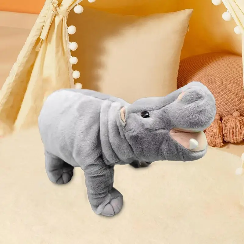 Stuffed Hippo Cute Hippo Stuffed Plush Zoo Family Plush Toy 15.7 Inches Home Decoration Throw Pillow For Home Kitchen Bedroom