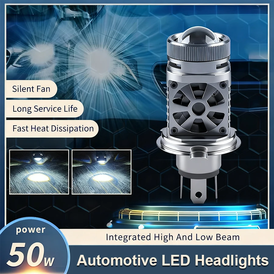 

SENLO H4 LED Motorcycle Headlight Bulb 50W 32000LM 6000K Super Bright Hi-Lo Beam CANBUS Compatible Turbofan 12V for Motorcycles