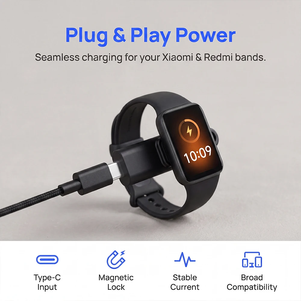 Charger Adapter for Xiaomi Band 10 9 8 Pro Redmi Watch 5 Active Lite Magnetic Portable Mini TypeC Charging Converter Accessories view 5