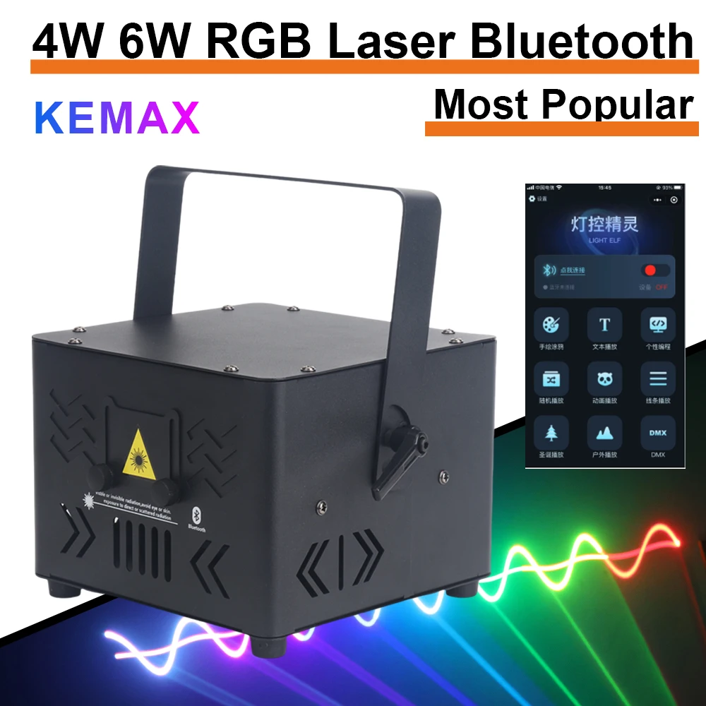 

Беспроводной DJ Laser Cube 4W 6W Bluetooth APP Управление DMX Анимация Лазерный проектор Свет для дискотеки Вечеринка Сценический луч Сканер Клуб