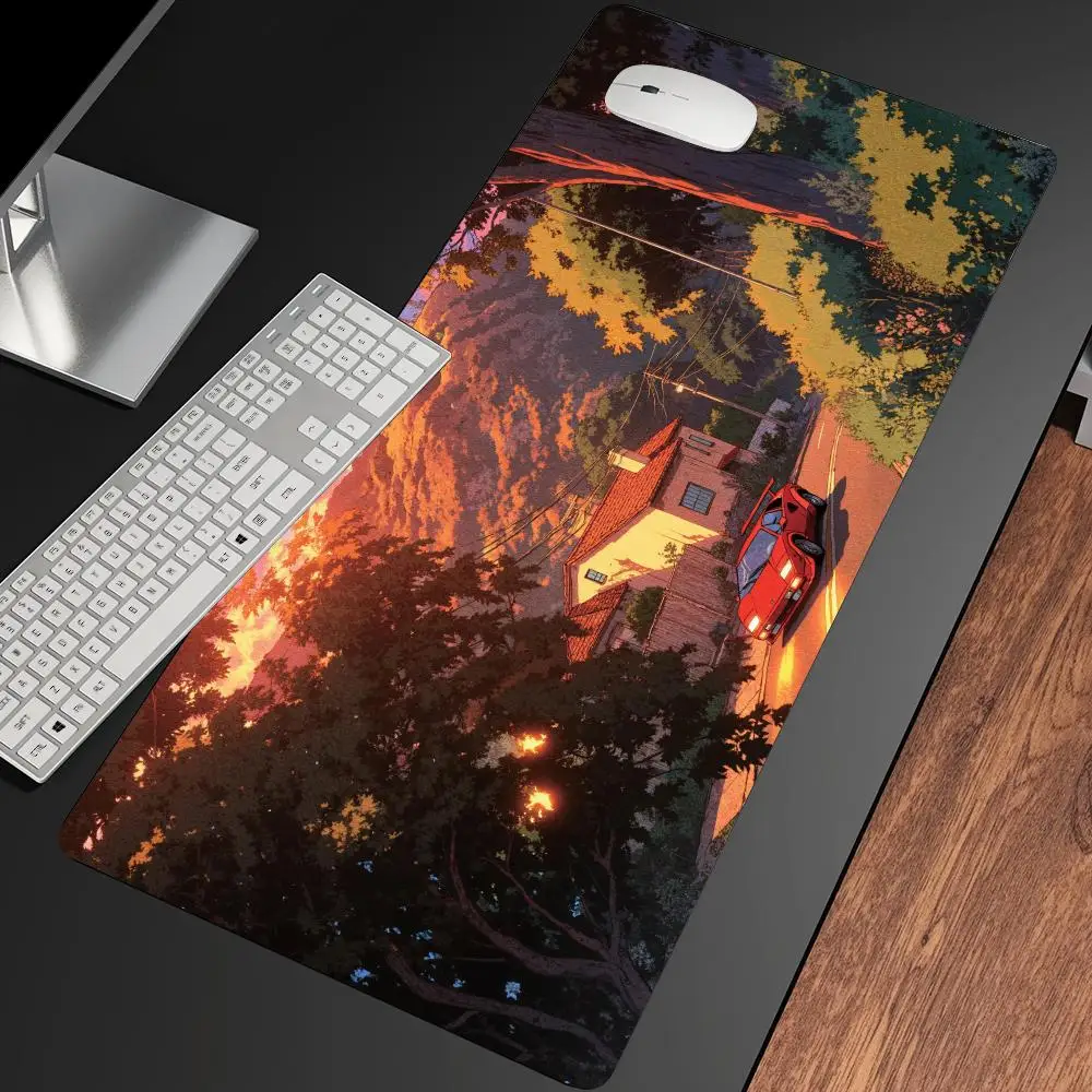 Sunset Hill Road Car Mousepad Pc Gaming Mouse Pads Laptop Desk Mats Office Decor Carpet Big Mousepepad Rug Keyboard Long Pad