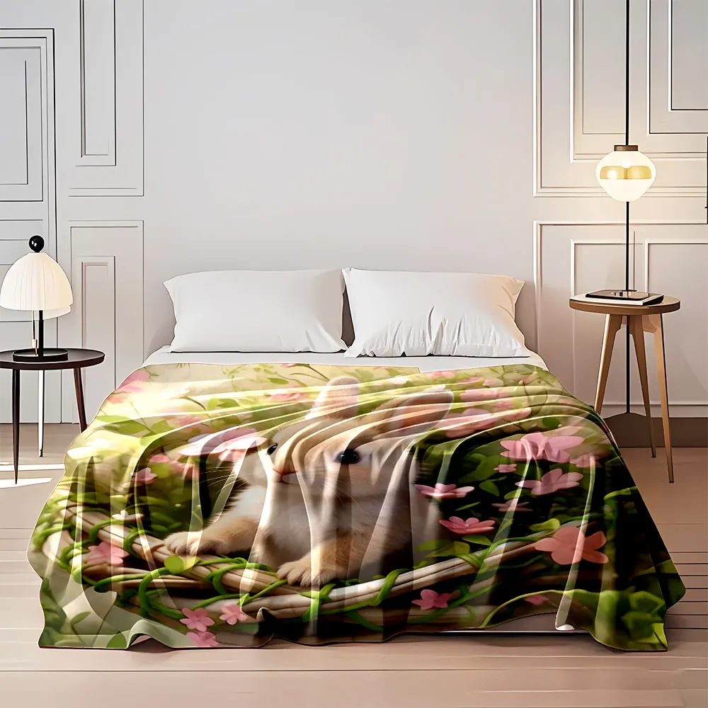 

Multi Size Cute Animal Grassland Print Blanket Suitable for All Seasons Adult Children for Sofa Home Travel Camping Picnic