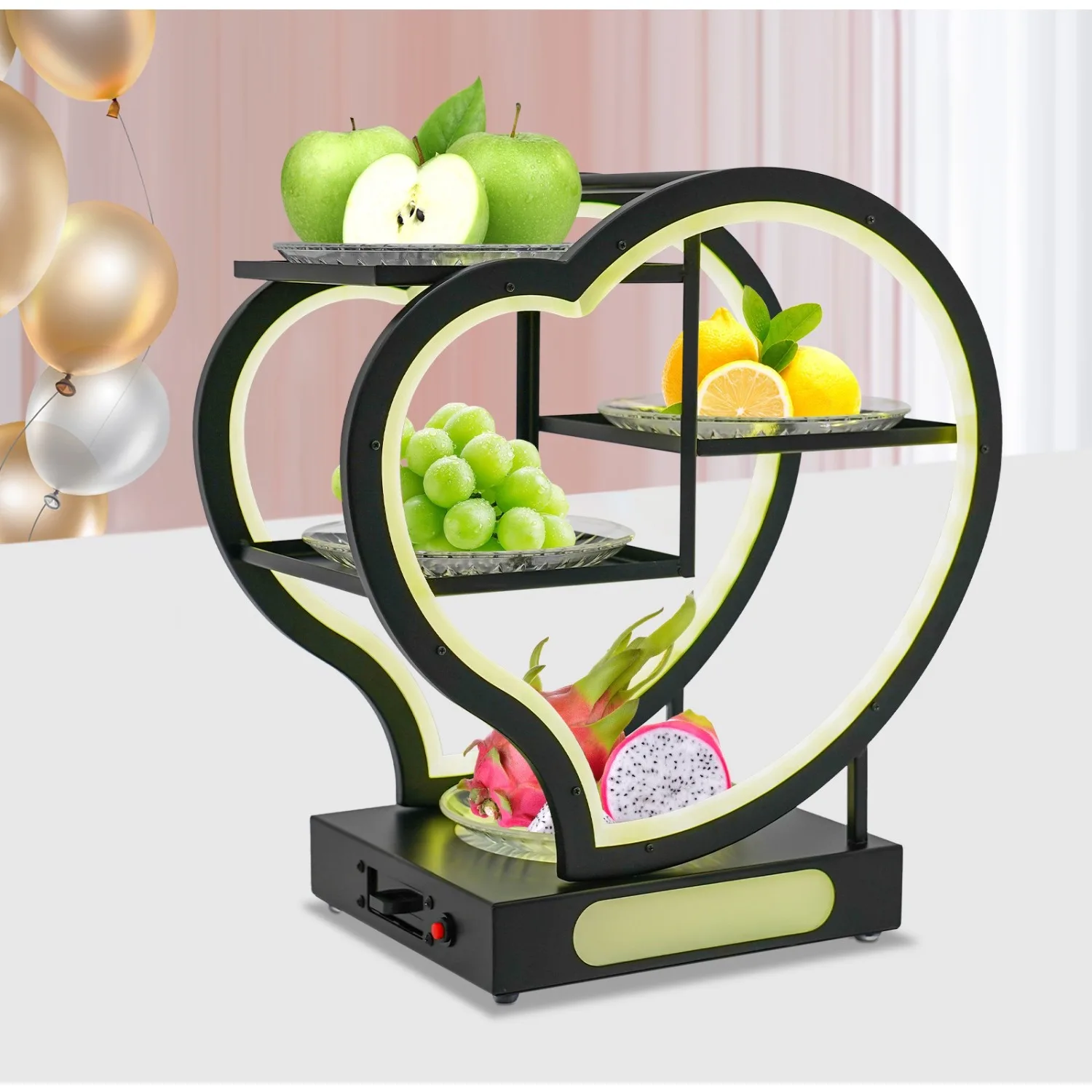 Heart-Shaped Fruit Plate Shelf, LED Fruit Plate,Snacks& Fruit Creative Display Shelf for Party Food Home Decor Wedding Birthday