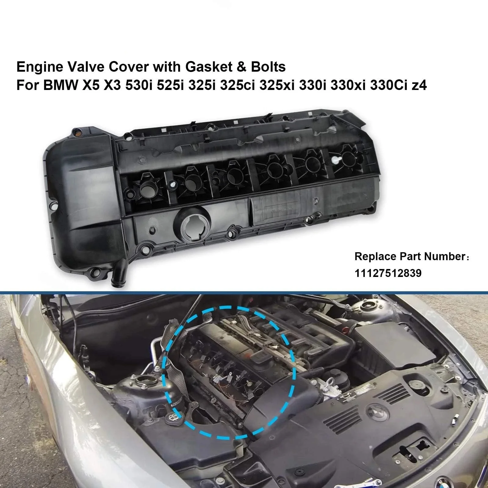 11121432928 11121748630 11121748630 Engine Valve Cover Cylinder For BMW M52 M54 M56 E39 E46 X5 Z3 2.5 2.8 3.0L