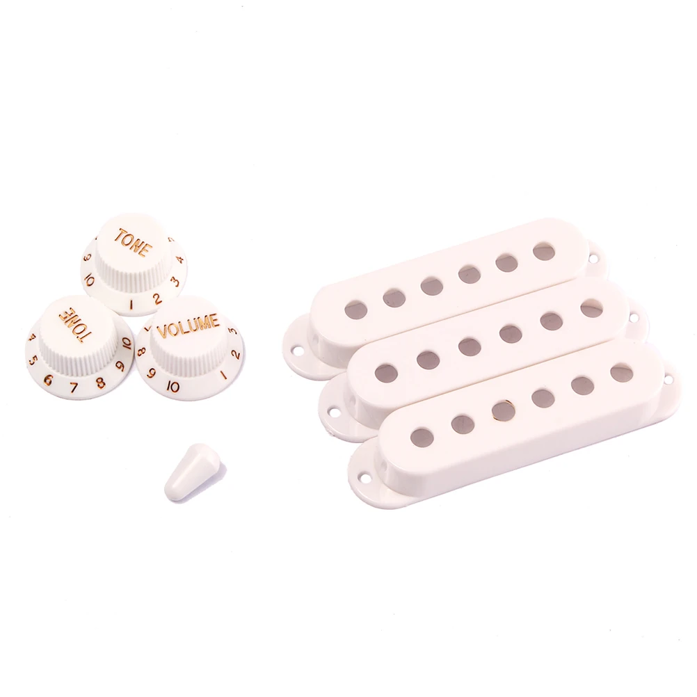 

Pickup Covers 1 Volume 2 Tone Knobs and 1 Switch Tip White Plastic Guitar Replacement Set for Guitar Pickup Cover