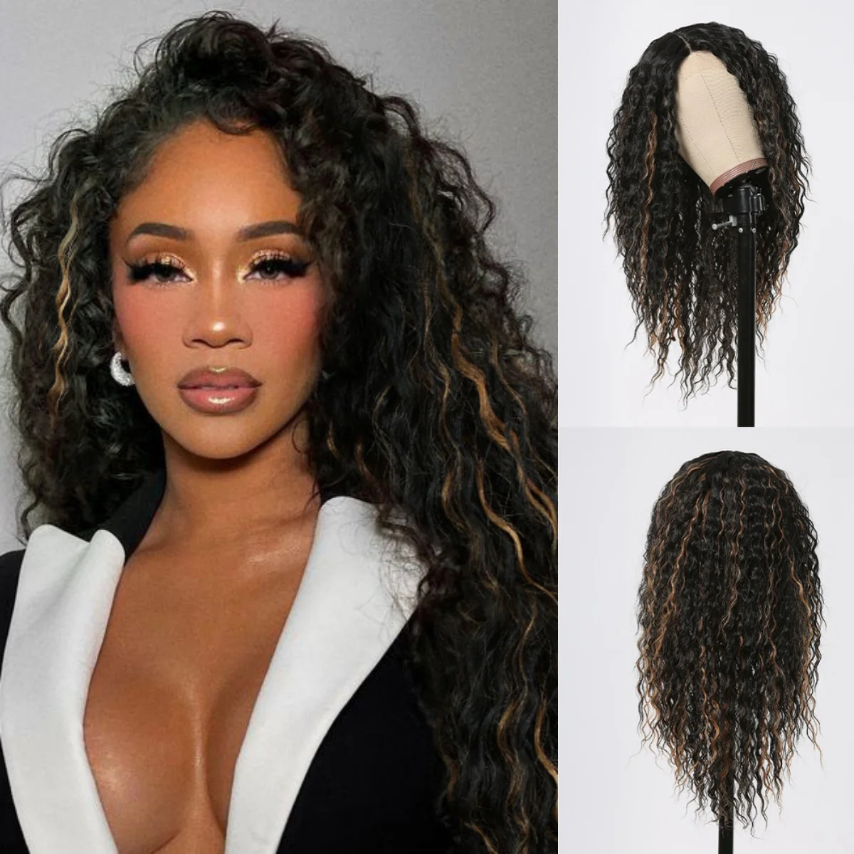 

Женский синтетический парик с глубокой волной, подходящий для косплея из высокотемпературного волокна