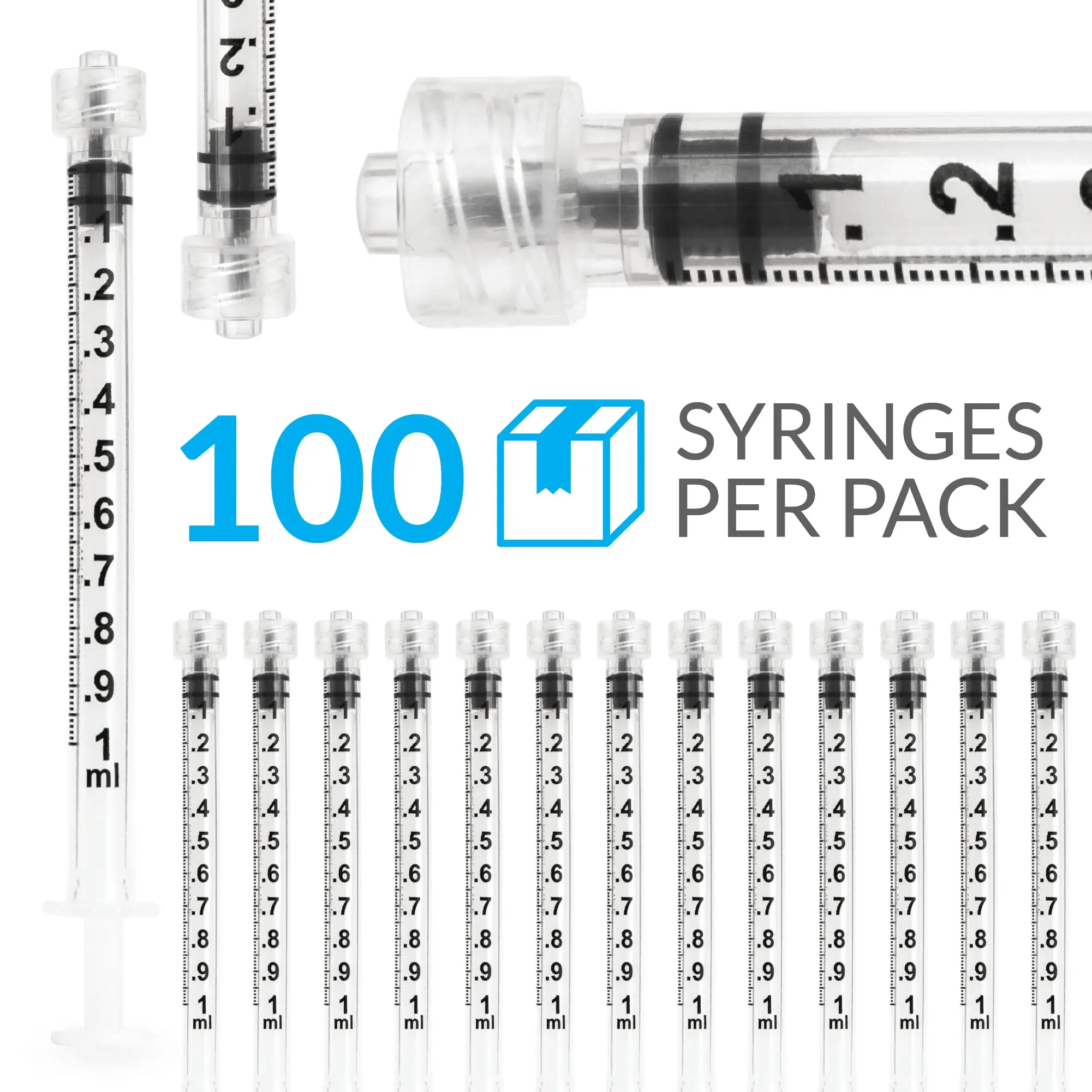100pcs 1ml  Lab Supply Sterile individually Packed Injector Luer Lock Syringe for Glue Liquid Dispensing,Feeding Pets