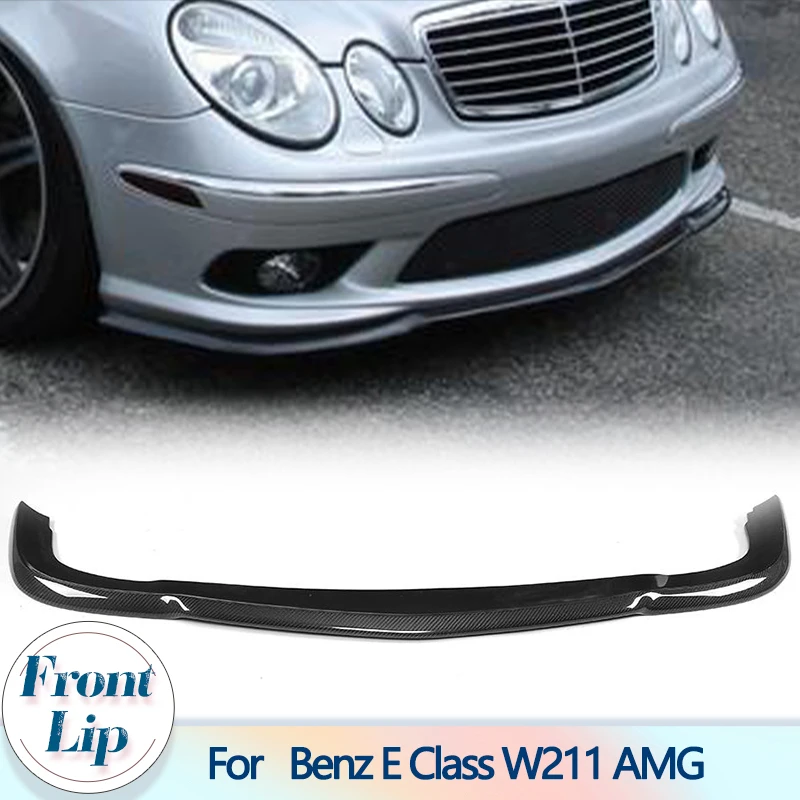 Car Front Bumper Lip For Mercedes Benz E Class W211 AMG 2003-2007 Carbon Fiber Racing Front Lip Splitters Apron Chin Protector