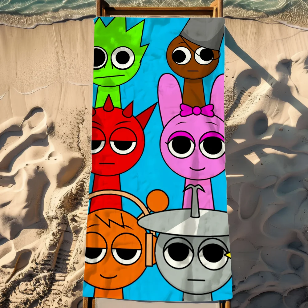 Cartoon S-Sprunki Pattern Towel Soft Pool Gift For Travel Gym Shower Camping Quick Dry Sports Large Beach Towel