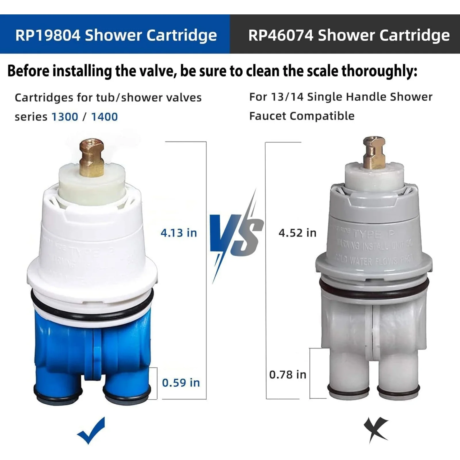 RP19804 For Delta Shower Cartridge Replacement For Delta 1300/1400 Series SingleHandle Bath Tub and Shower Faucet Parts Pressure Balance Cartridge For Select Monitor Valves (1993-2007)