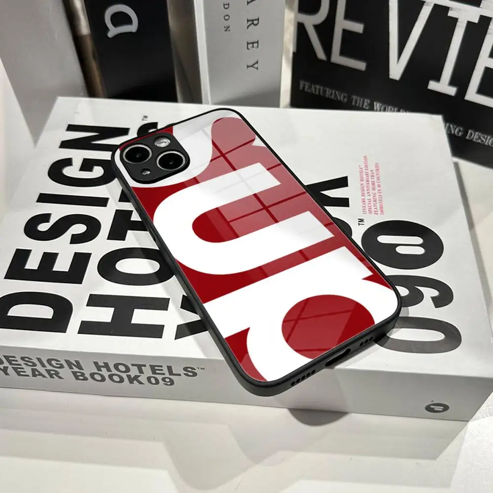 Simple Letter Patterns Phone Case Tempered Glass Shell FOR IPhone 16ProMAX 14 12 17Pro Air 15 Plus 13 Pro MAX English Sup Cover - view 5