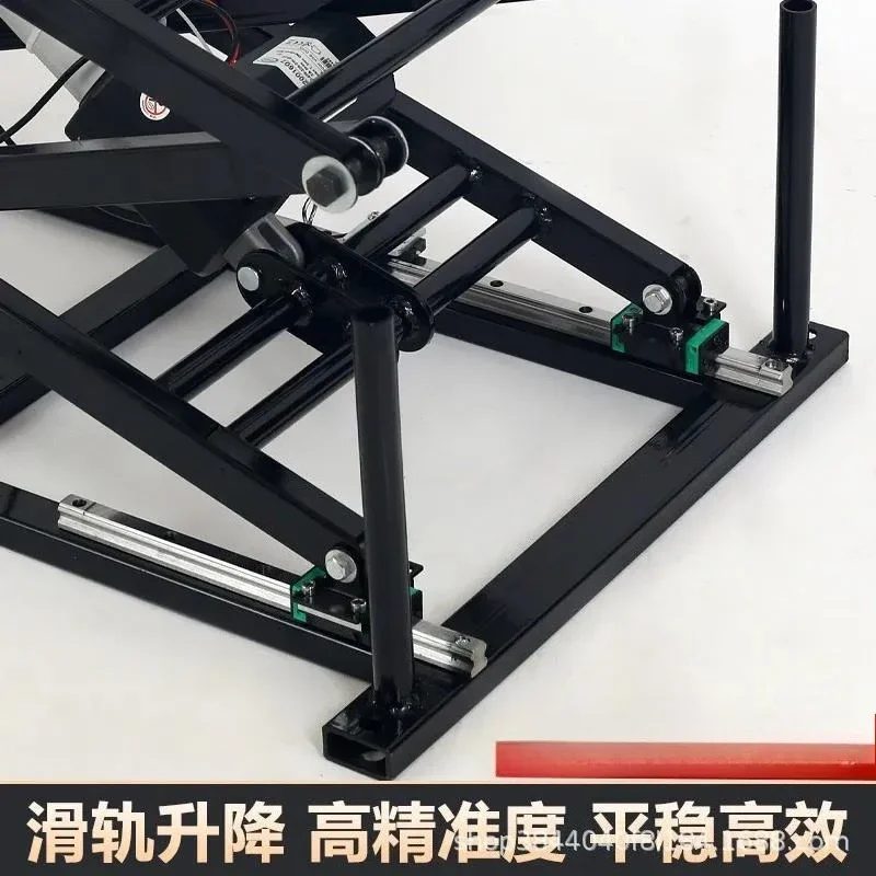 Small 24V Electric Scissor Lifting Table with Slide Rail, Smooth Height Adjustable Lifting Platform for Automation Equipment