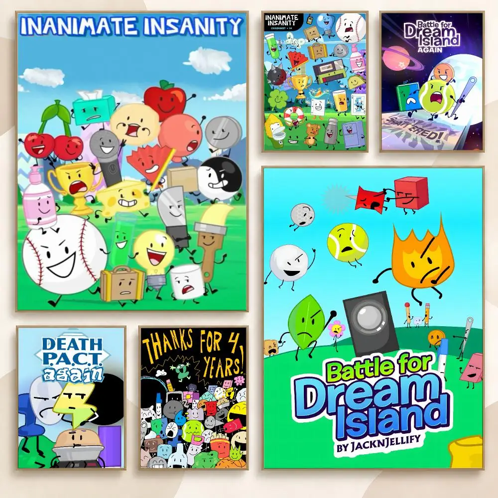 Battle for Dream Island Cartoon Character Visual Series Poster Contemporary Wall Art Print for Bedroom & Living Room, Unframed