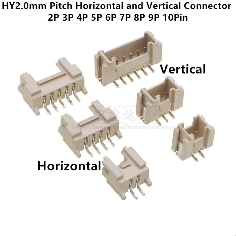 20Pcs HY2.0mm Pitch Horizontal and Vertical Connector 2.0mm Pitch 2P 3P 4P 5P 6P 7P 8P 9P 10Pin Socket Connector