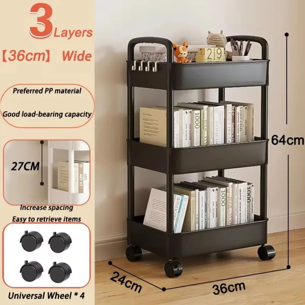 Bookshelf Storage Trolley Home Universal Muti-Tier Storage Rack Hot Household Rolling Storages Cart Multi-Layer Small Cart Rack