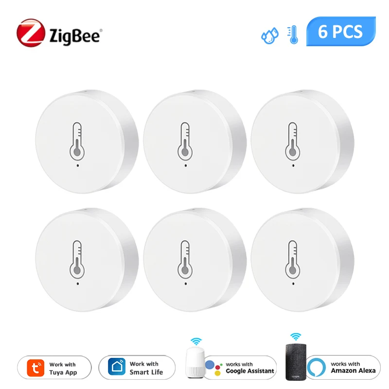 

Tuya ZigBee Smart Temperature And Humidity Sensor Battery Powered Smart Home Security Work With Alexa Google Home Smart Life