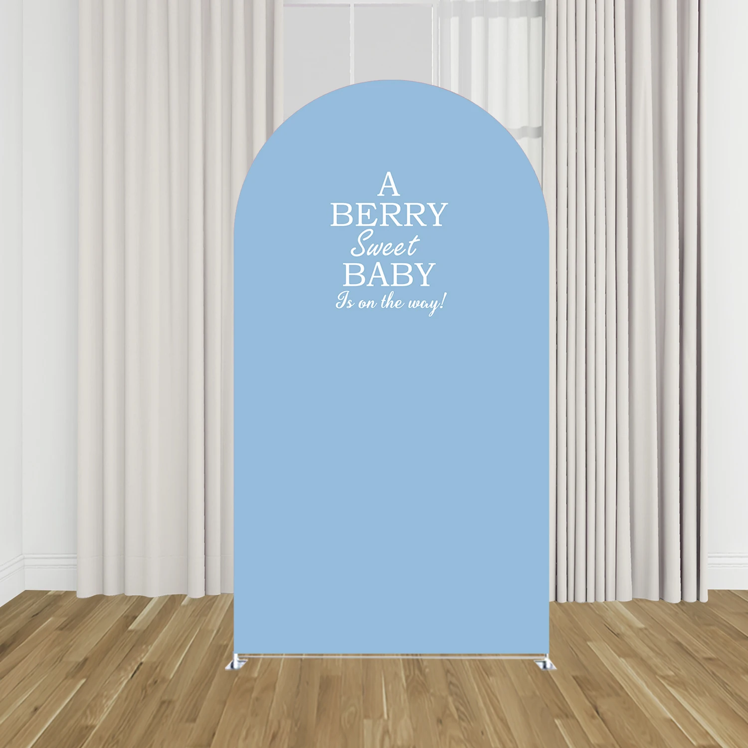 A Berry Sweet Baby is ON The Way Strawberry Theme Blue Arch Stretchy Covers for Birthday Party Decoration G-3885