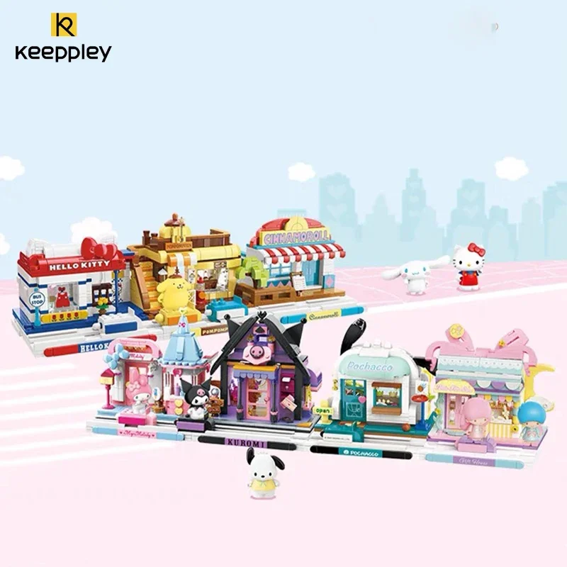 Keeppley Sanrio โมเดลการ์ตูน Kuromi Gemini, บล็อกตัวต่อตกแต่งสตรีทโมเดลของเล่นสำหรับเด็กผู้หญิงของขวัญ