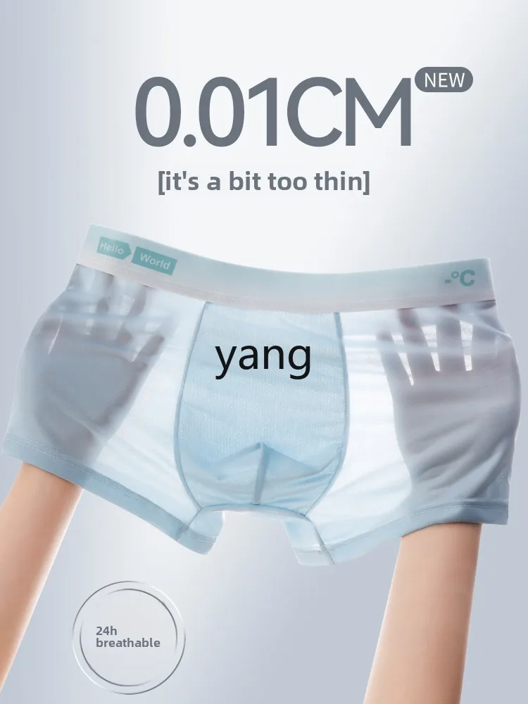 LMM Eisseide Herrenunterwäsche Jungen nahtlose antibakterielle Boxershorts Herren Sommer dünn