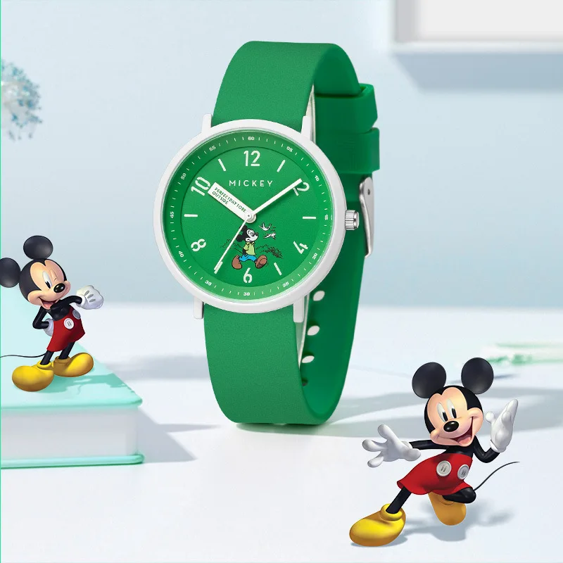 Disney Mickey Mouse Children Cartoon Quartz Wristwatch Cute Boy Girl Student Teenager Silicone Strap Luminous Waterproof Unisex