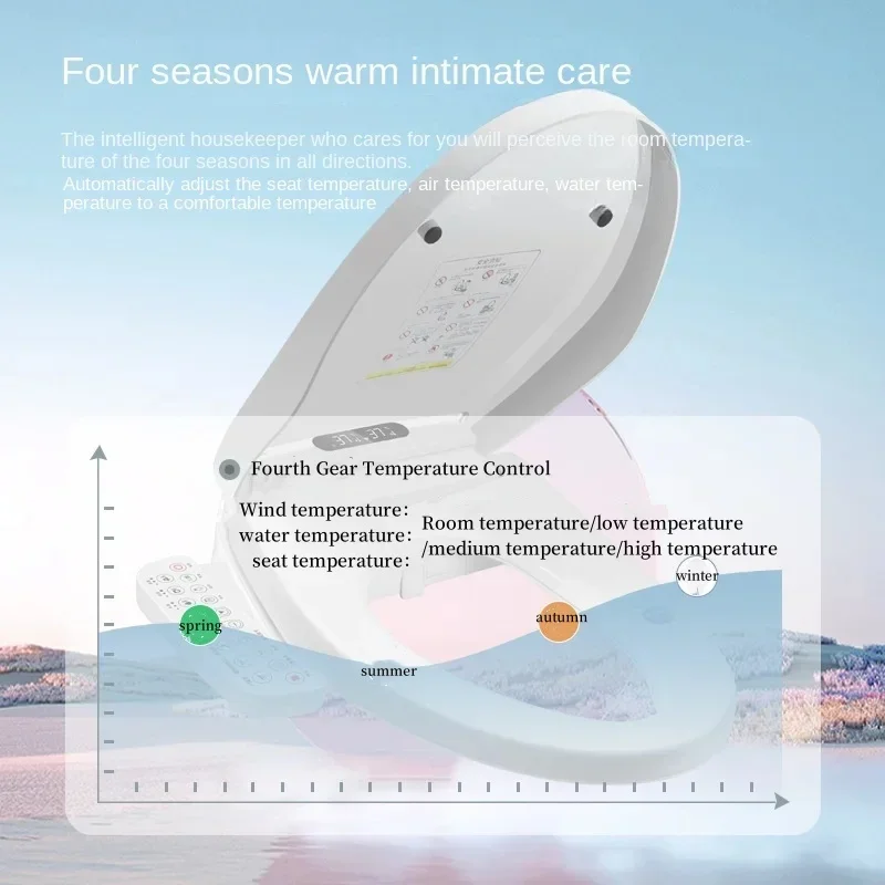 Imagem -04 - Tampa Sanitária Inteligente Universal Esterilização Assento Totalmente Automático Temperatura Constante Limpeza de Aquecimento Secagem a ar Quente