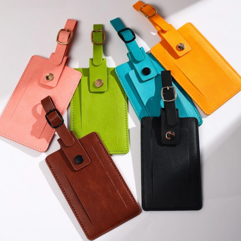 PU Leather Luggage Tag Suitcase Address Label Travel ID Clip Business Boarding Case Accessories